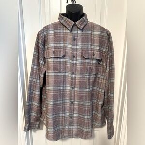 MARMOT Men’s Jasper Plaid Flannel Long Sleeve Shirt Flap Pockets in Fig, SizeXXL